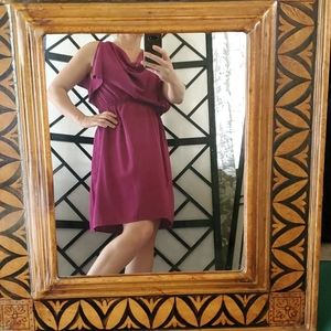 Flowy cowl neck magenta dress